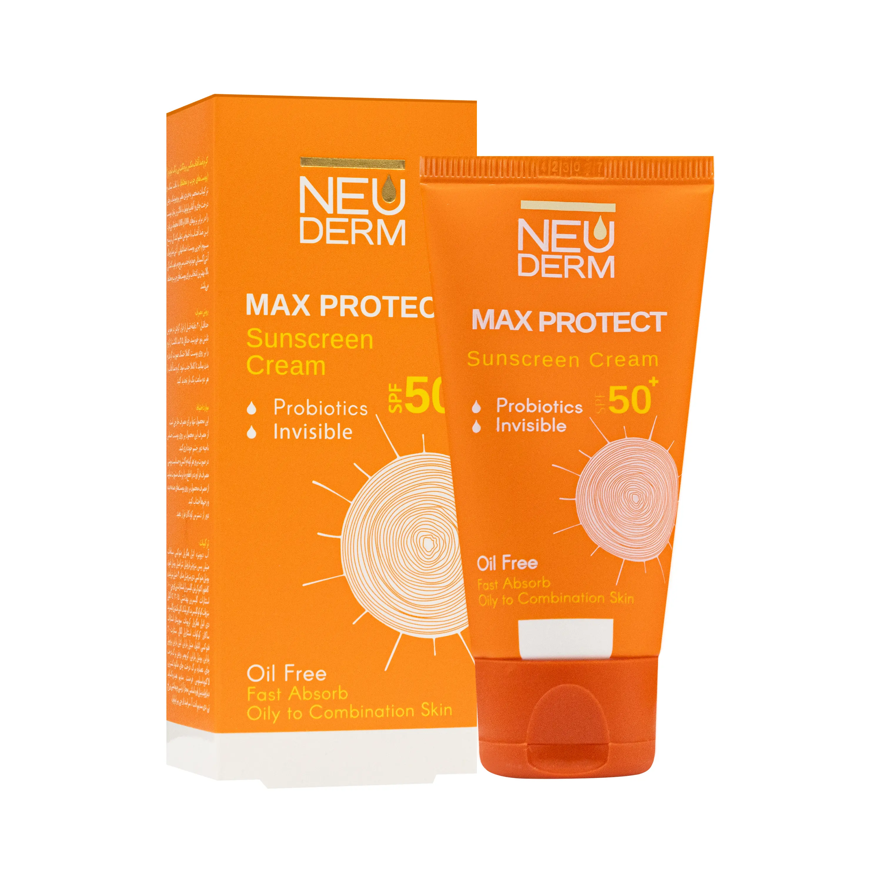 کرم ضد آفتاب +spf50 مکس پروتکت پوست چرب و مختلط بی رنگ نئودرم